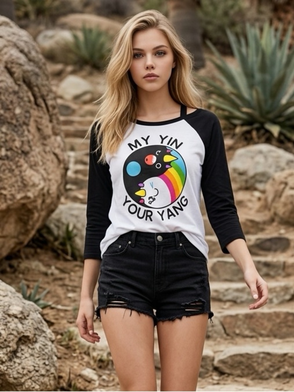 NWT SoSoHappy x Iron Fist White Raglan Graphic Tee My Yin Your Yang - Size S